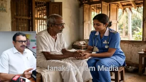 Kerala palliative care home visit-health. minister k muraleedharan